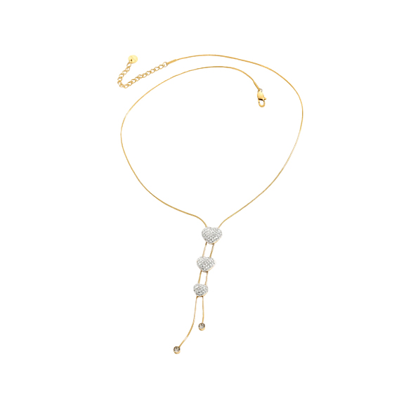 304 Ожерелья в форме буквы Y из нержавеющей стали с сердечком для женщин, просто и изысканно, ионное покрытие (ip), долговечный