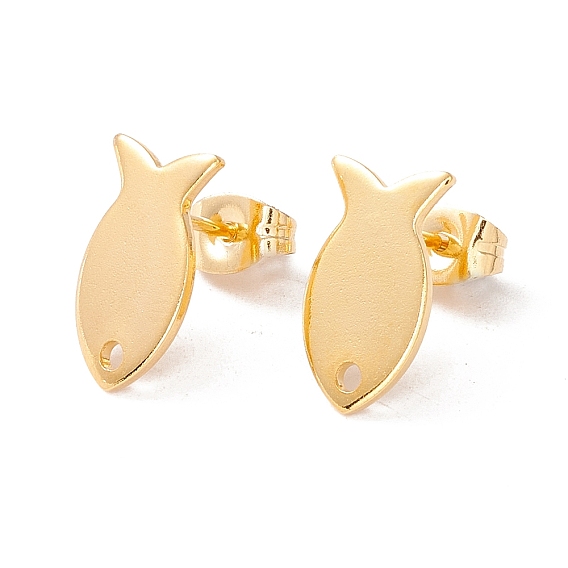 201 серьги-гвоздики из нержавеющей стали с отверстием, 304 штифты и ушные гайки из нержавеющей стали, рыба