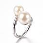 Ion Plating(IP) 304 Stainless Steel Finger Rings, with Imitation Pearl