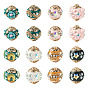 16Pcs 8 Styles Handmade Resin Indonesia Round Beads, with Alloy Rhinestone Findings, Round