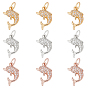 9 шт. 3 цвета латунные подвески из фианита с микропаве, с прыжковых колец, дельфин, прозрачные