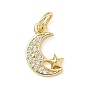 Латунные микро проложить кубического циркония подвески, без кадмия и без свинца, луна со звездными чарами, с целью перехода в кольце
