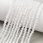 Natural Quartz Crystal Beads Strands, Rock Crystal, Faceted, Round