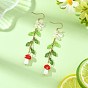 Boucles d'oreilles pendantes en acrylique, filées à la main et imitation perle en plastique ABS, fleur avec champignon, 304 boucles d'oreilles pendantes en acier inoxydable pour femmes