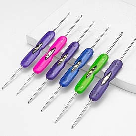 Алюминиевые двойные крючки для вязания крючком, с пластиковой ручкой, для плетения крючком швейных инструментов
