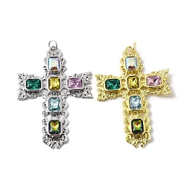 Латунные микро проложить кубического циркония подвески, со стеклом, крест прелести, стойки покрытие, прочное покрытие, без кадмия и без свинца, с целью перехода в кольце