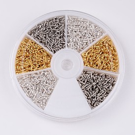 1 коробка трехцветная железная винт с проушиной, за половину пробурено бисера, золотые, серебро и платина цвет