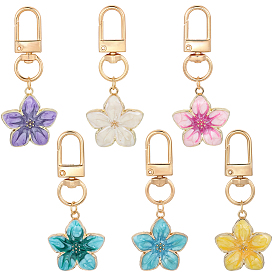 12 шт 6 цвета сплав эмаль цветок подвеска украшения, с поворотными застежками сплава
