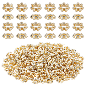 200Pcs Brass Daisy Spacer Beads, Long-Lasting Plated, Flower