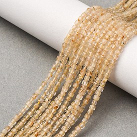 Природного золота Rutilated кварцевые нити бисера, кубические, граненые