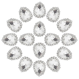 Ahademaker пришить горный хрусталь, граненый стеклянный горный хрусталь, многожильных ссылки, с оправой из латуни платинового тона, слеза