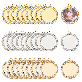 Сеттинги для кулона(кабошонов), сплав, со стразами, плоско-круглые