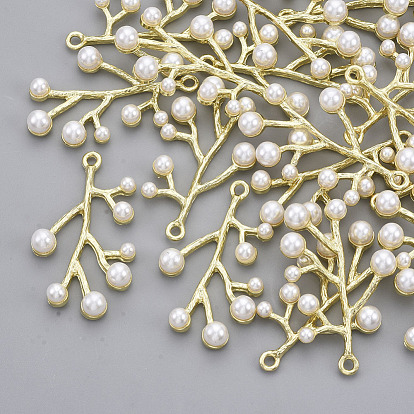 Alloy Pendants, with ABS Plastic Imitation Pearl, Branches