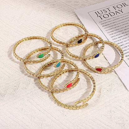 Bold Retro Colorful Snake Bracelet with Gold Plating and Micro Zirconia Stones