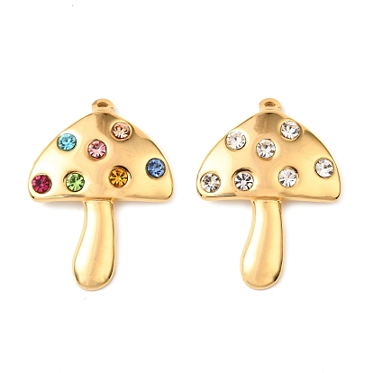 304 из нержавеющей стали горный хрусталь подвески, гриб, золотые