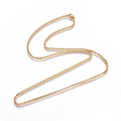 Unisex 304 Stainless Steel Box Chain Necklaces, with Lobster Claw Clasps