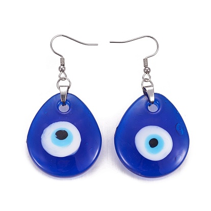 Lampwork Dangle Earrings, with Stainless Steel Findings, Drop