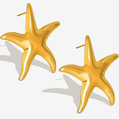 Стильные 304 серьги-гвоздики из нержавеющей стали в форме морской звезды