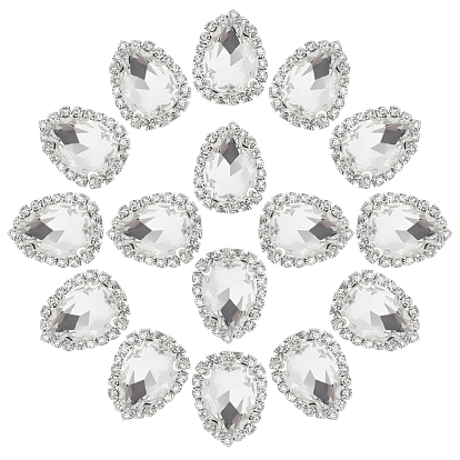 Ahademaker пришить горный хрусталь, граненый стеклянный горный хрусталь, многожильных ссылки, с оправой из латуни платинового тона, слеза