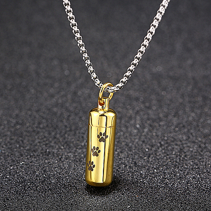 Stainless Steel Column Pendant Necklaces for Women, Urn Ashes Necklaces