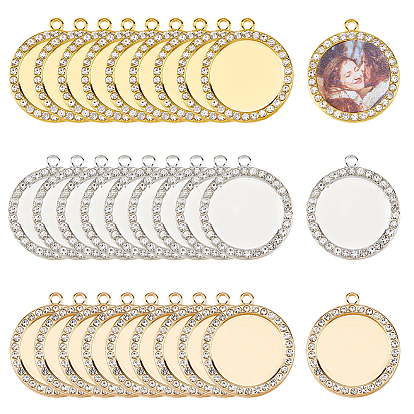 Сеттинги для кулона(кабошонов), сплав, со стразами, плоско-круглые