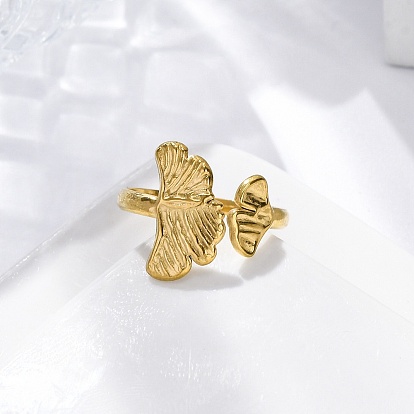 Лист гинкго 304 открытые манжеты из нержавеющей стали для женщин