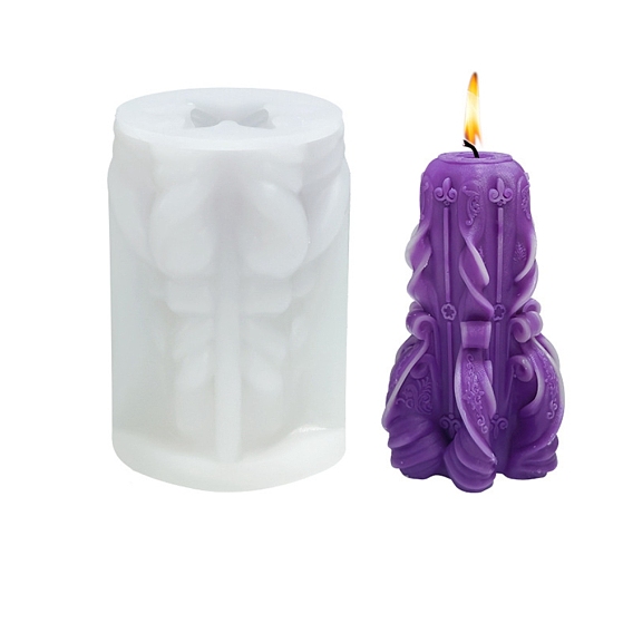 Embossed Pillar DIY Candle Silicone Molds, for Scented Candle Making