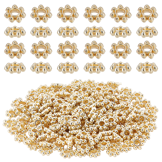 200Pcs Brass Daisy Spacer Beads, Long-Lasting Plated, Flower