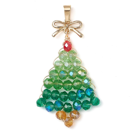 Подвески из золотого стекла и сплава, елка с бантом