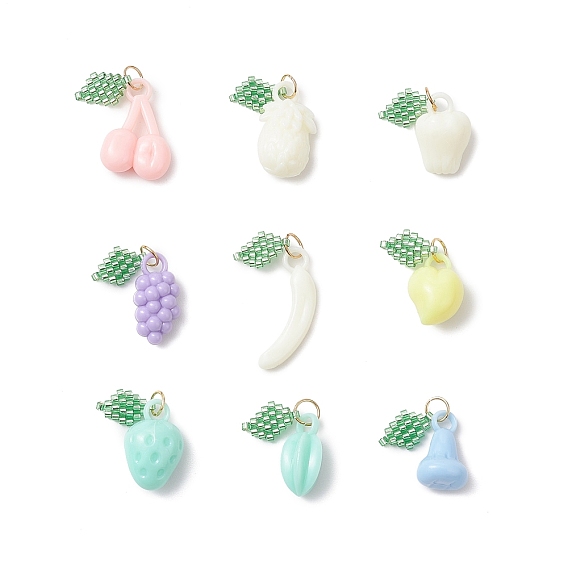Стеклянные подвески из бисера, фрукты, с целью перехода в кольце