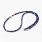 Natural Lapis Lazuli and Agate Beaded Necklaces, with 304 Stainless Steel Lobster Claw Clasps, Chakra, Stainless Steel Color & Golden