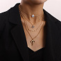 Fashionable Multi-layered Blue Devil Eye Elephant Pendant Necklace for Women