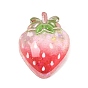 Farbverlaufende, transparente Harzimitationsfrucht-Cabochons, Erdbeere, mit Glitzerpulver