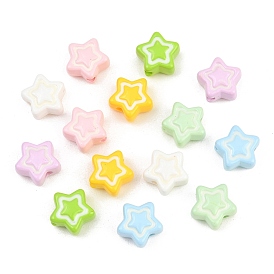 Baking Paint Opaque Acrylic Beads, Double Layer Star