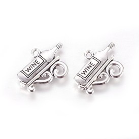 Tibetan Style Zinc Alloy Pendants, Wine Bottle with Word