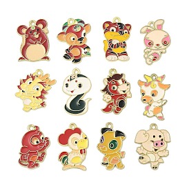 Подвески из эмали и сплава, золотые, китайский зодиакальный амулет