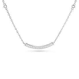 TINYSAND CZ Jewelry 925 Sterling Silver Cubic Zirconia Bar Pendant Necklaces, 19 inch