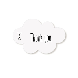 Paper Adhesive Stickers, Package Sealing Stickers, Cloud-shaped with Word Thank You