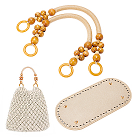 3Stück 2Stile PU-Leder & ovaler Eisenboden, mit Nylon-Taschenriemen, zum Stricken von Taschen, Frauen Taschen handgefertigte Accessoires