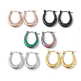 304 Stainless Steel Oval Hoop Earrings for Women