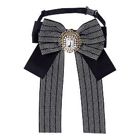 Галстук из полиэстера с бантом, предварительно завязанные регулируемые/эластичные галстуки для школьной формы, с фурнитурой из смолы и стразов
