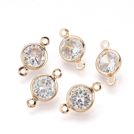 Cubic Zirconia Link, with Brass Findings, Diamond