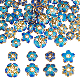 48шт. 8 стили латунных эмалированных колпачков для бусин, цветок, золотые