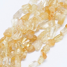Natural Citrine Beads Strands, Tumbled Stone, Nuggets