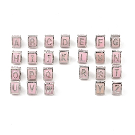 Alloy Enamel European Beads, Large Hole Beads, Platinum, Triangle with Letter