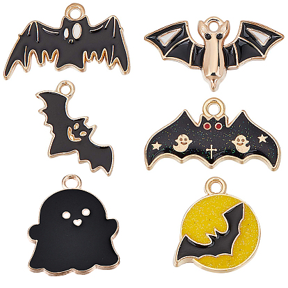 36 шт 6 стиль сплава эмаль подвески, золотые, летучая мышь