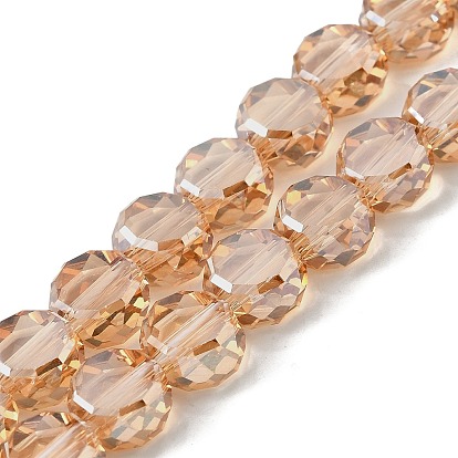 Стеклянные бусины с гальваническим покрытием , плоско-круглые, гальваническое покрытие, граненые