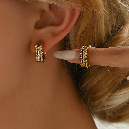 201 Stainless Steel Stud Earrings for Women, Half Hoop Earrings