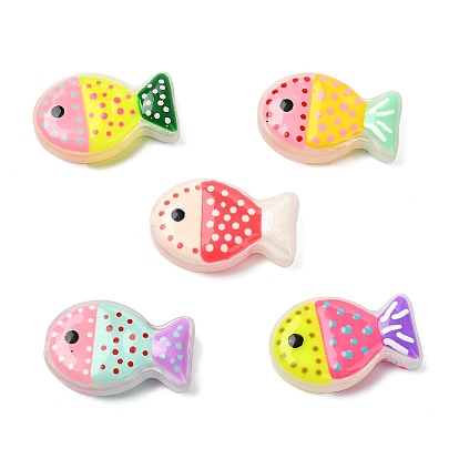 10шт 5 цвета окрашенные стеклянные бусины, рыба, с эмалью