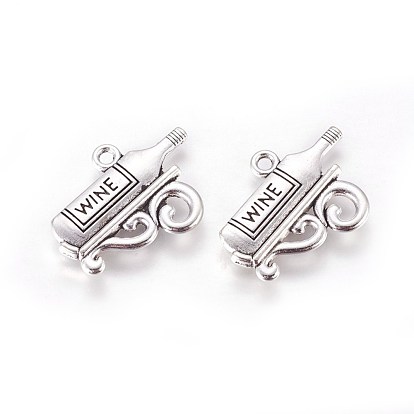 Tibetan Style Zinc Alloy Pendants, Wine Bottle with Word